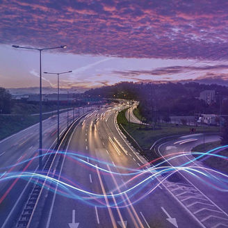 Motorway with neon lines overlaid