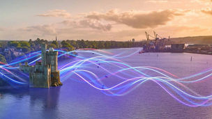 Cork with neon lines overlaid