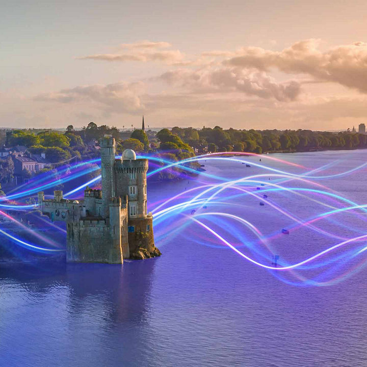Cork with neon lines overlaid