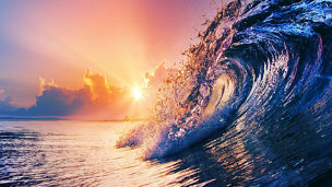 Tidal wave at sunset