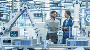 Scientists in factory representing research and development