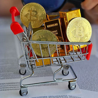 Bitcoin in shopping trolley