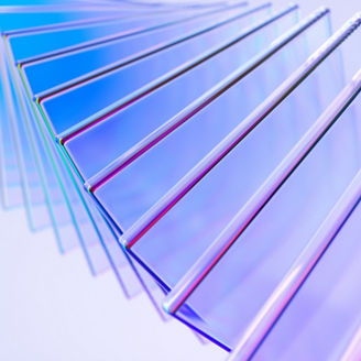 Glass shapes dynamic background. 3d rendering.