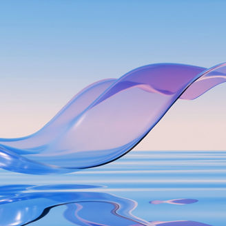 Abstract glass wave 3d rendering, chromatic dispersion and thin film spectral effect. 