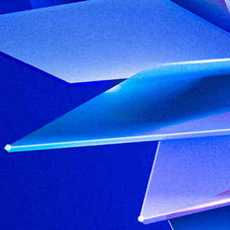 Abstract image of transparent slices going down over a blue background