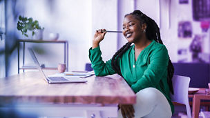Woman working at home