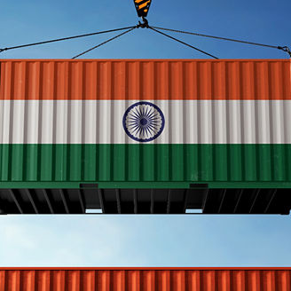Container flying the Indian flag