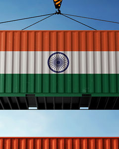Container mit Indien-Flagge
