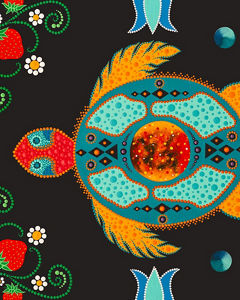 Truth and reconciliation action plan turtle flowers strawberries graphic