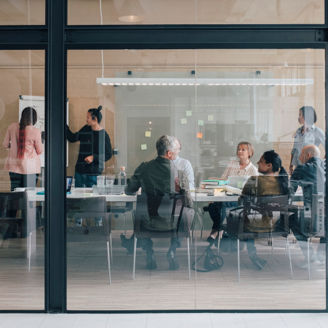 People working on an office
