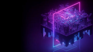 Innovation abstract purple cube