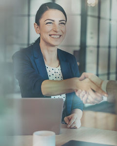 Woman reaches out her hand