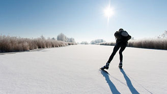 Skier skating in snow