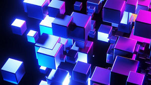 Isg abstract cubes neon purple blue