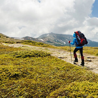 Single person hiking