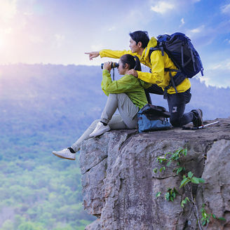 lady and man looking with binocular