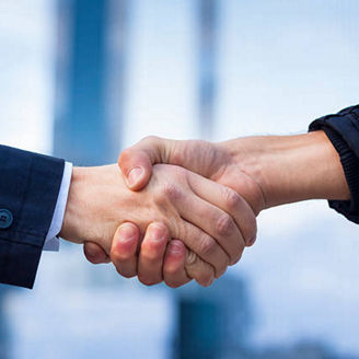 dos personas estrechando la mano