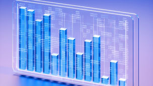 透き通った素材で、薄いブルーの3次元棒グラフ