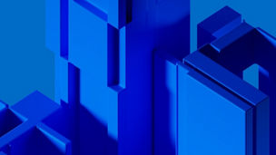 Digitally generated image of an cubic data blue tech block, abstract design featuring several interconnected, box blocks-like structures that appear to pattern. These blocks are illuminated with a digital blue color scheme, with countless tiny, glowing elements resembling data streams or circuit boards. Artificial intelligence, machine learning or digital transformation concept.