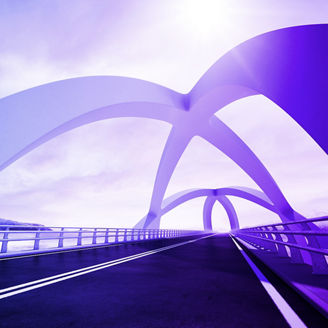 ダイナミックな曲線の橋梁が印象的な橋