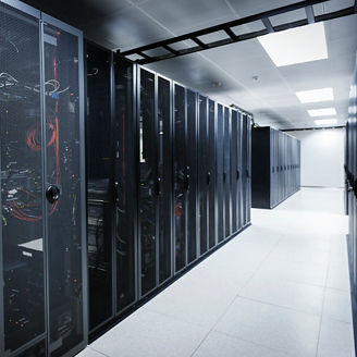 Modern interior of server room in datacenter