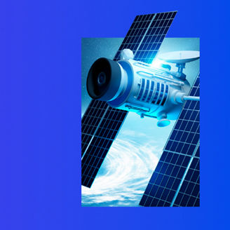 Japanese alt text: 宇宙に浮かぶ人工衛星