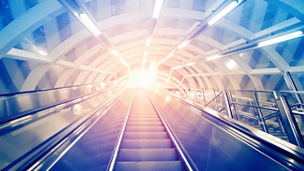 escalator ,interior of the shanghai pudong airport