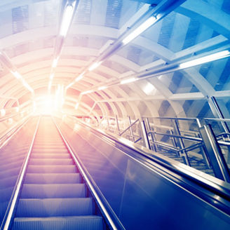escalator ,interior of the shanghai pudong airport