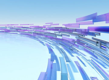 Digital Blue Purple Streams Flowing in Minimalist Space