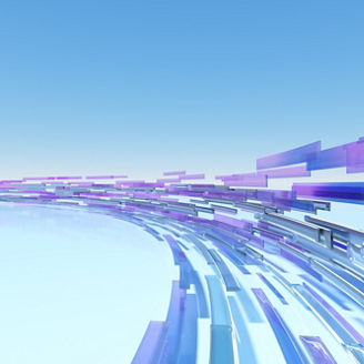 Digital Blue Purple Streams Flowing in Minimalist Space