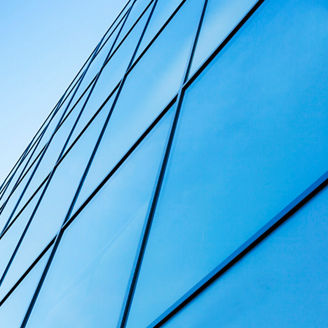 Modern glass facade of an office building