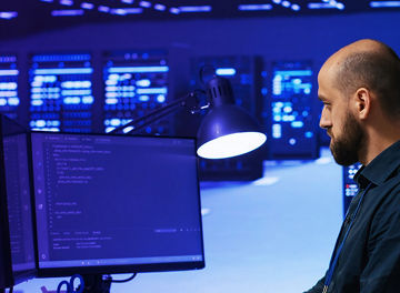 モニターを見つめる人