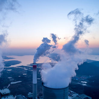 Detail of a modern power plant fueled with coal and biomass