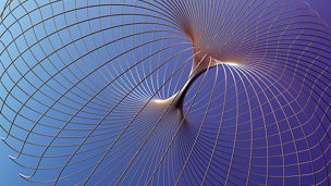 幾何学的なオブジェを構成する銅線