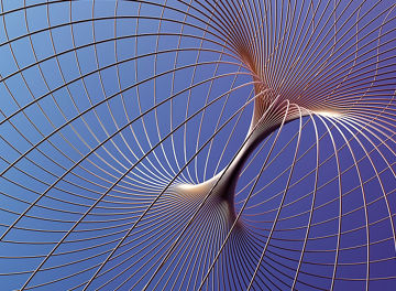 幾何学的なオブジェを構成する銅線