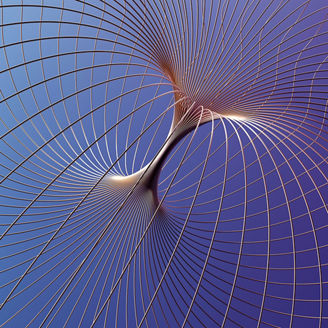 幾何学的なオブジェを構成する銅線