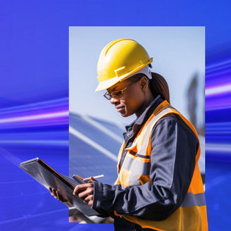 Japanese alt text:次の作業を確認するエンジニア