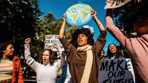 Environmentalists protesting at city street