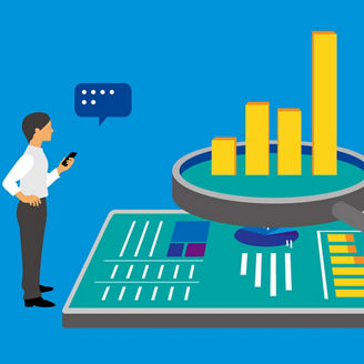 データについて意見を交わしている人のイラスト