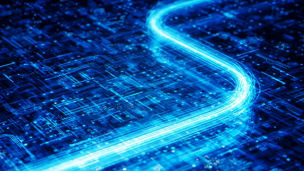 先進テクノロジーの、多数の光の帯