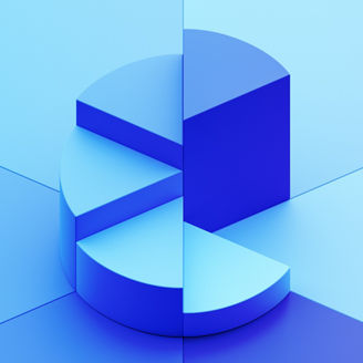 Japanese alt text: 青い立体的な円グラフ