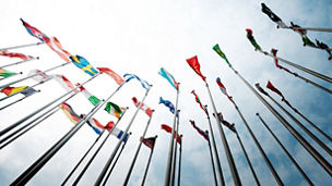 Set of flags fluttering in the wind