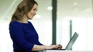 Woman working on her laptop