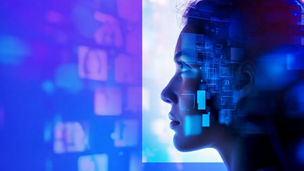 Gesicht mit digitalen Mustern