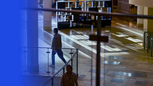Man walking within a building