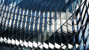 UK, London, low angle view of city financial district modern buildings facades