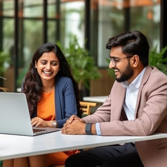 young indian businesspeople using laptop