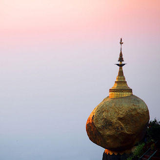 Kyaiktiyo Pagoda on a golden rock