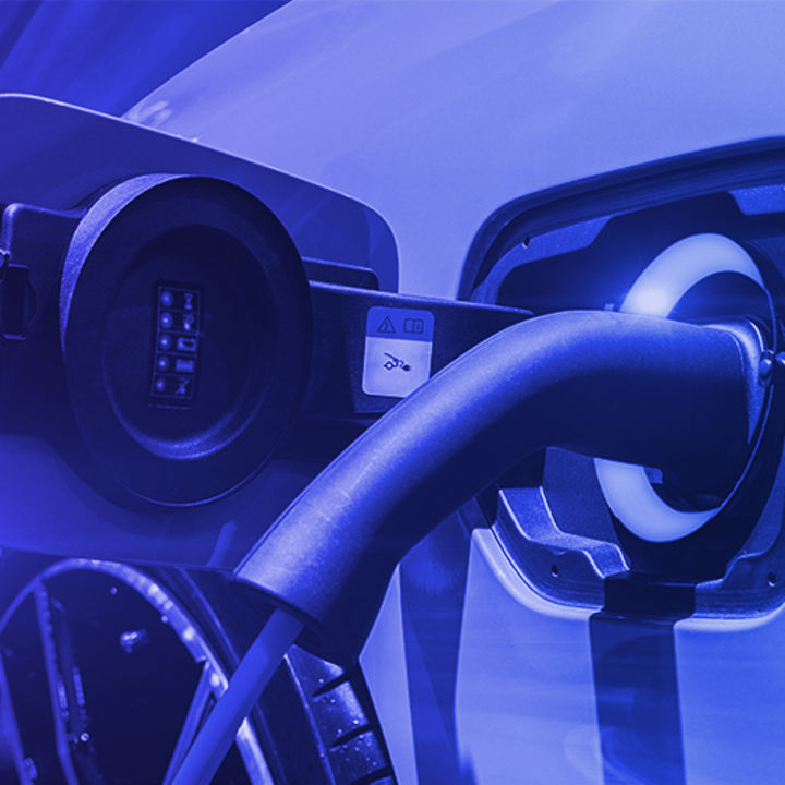 Electric vehicle at the charging station