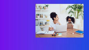 Woman working with her daughter